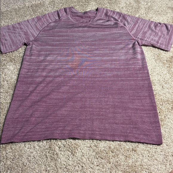 Lululemon Metal Vent Tech Short Sleeve Static Storm Stripe Plum/Dusty Rose - Picture 5 of 6